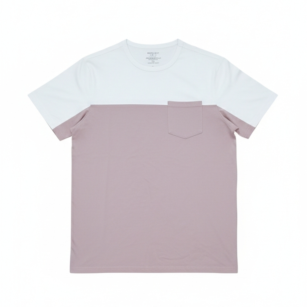 Stylish White and Pink Men's Short Sleeve Tee